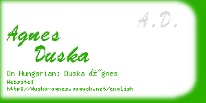 agnes duska business card